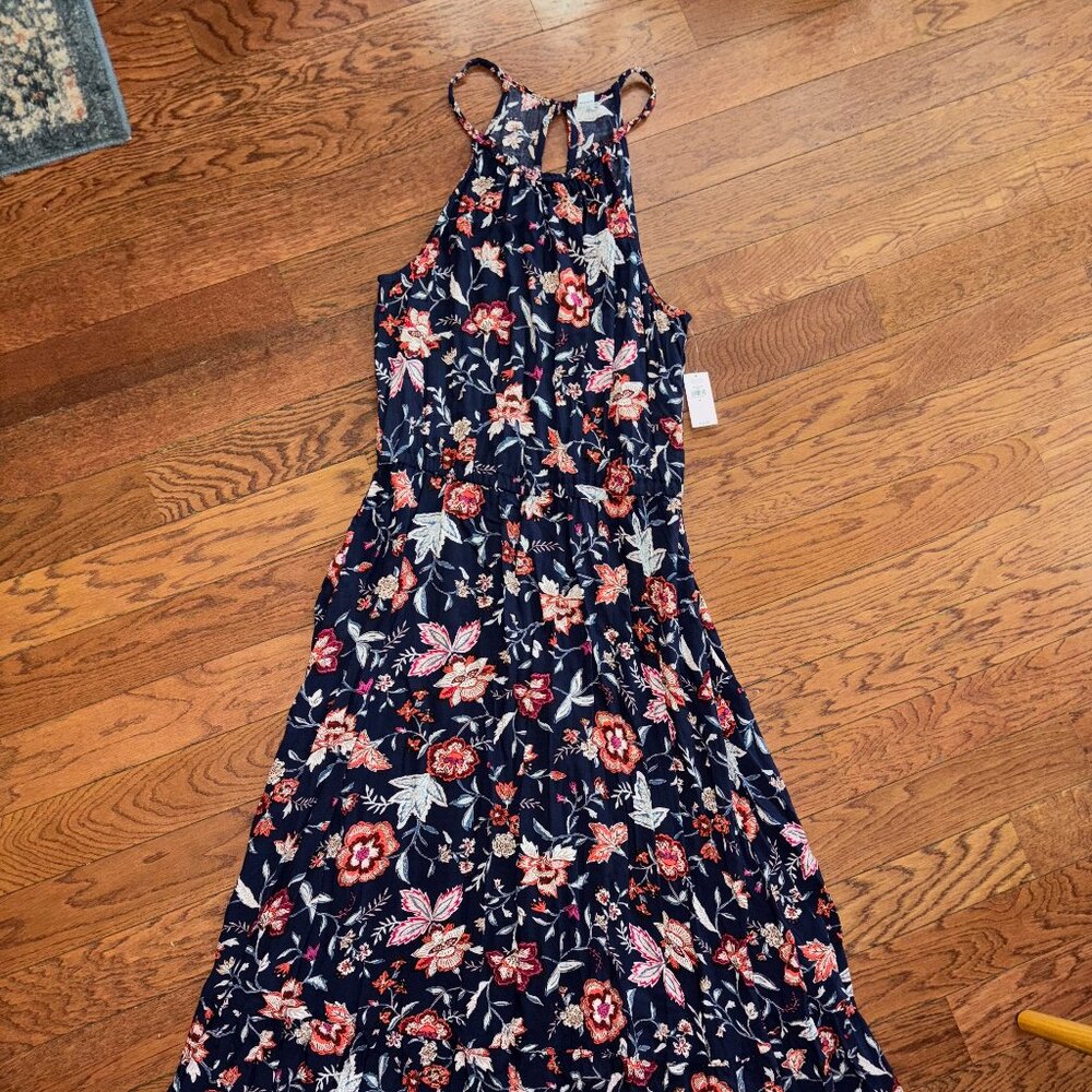 NWT Old Navy Floral Maxi Dress with braided neckline